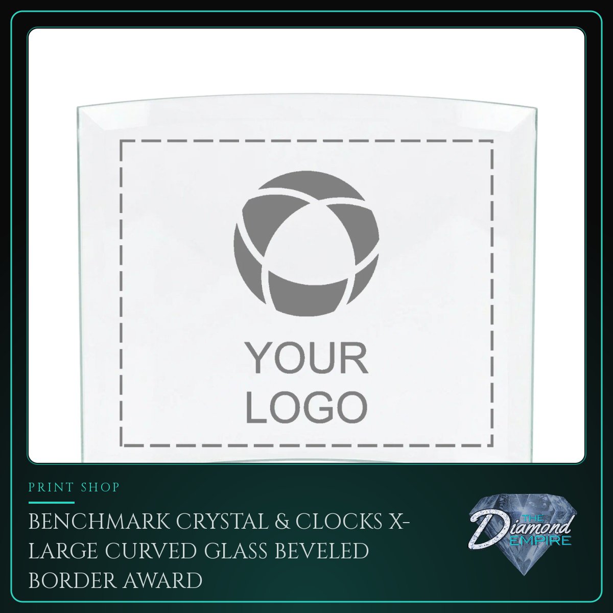 Benchmark Crystal & Clocks X-Large Curved Glass Beveled Border Award