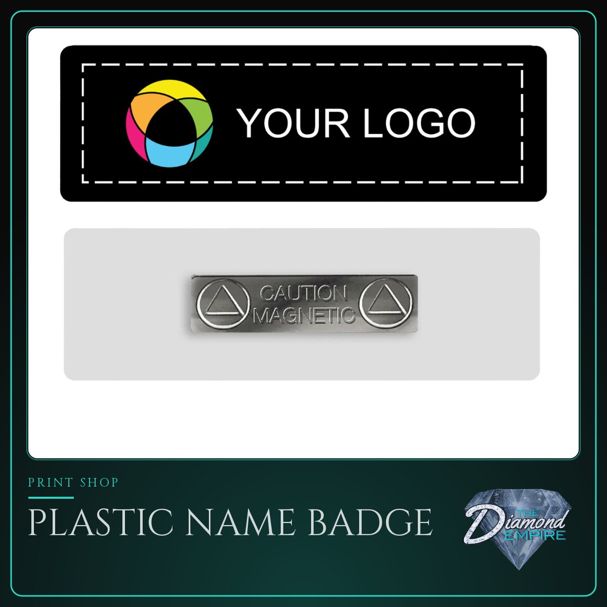 Plastic Name Badge with Magnet Back - 3" W x 1" H