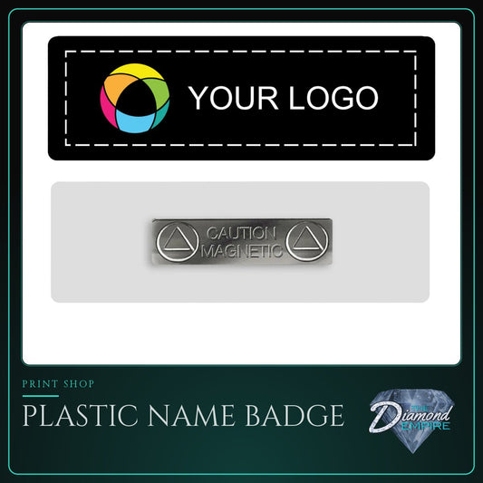 Plastic Name Badge with Magnet Back - 3" W x 1" H
