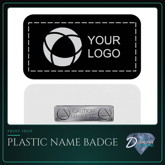 Plastic Name Badge with Magnet Back - 3" W x 1.5" H