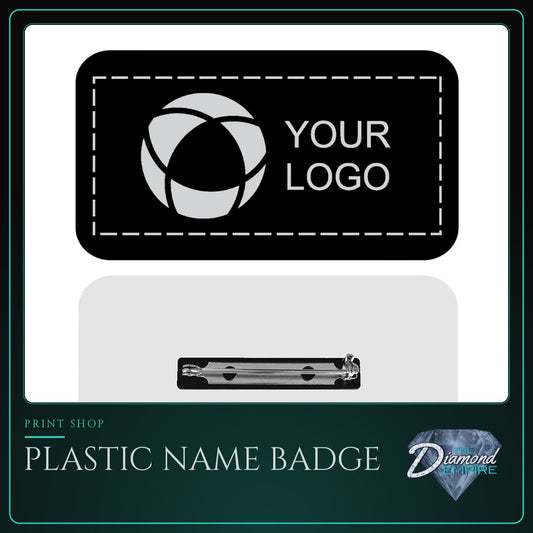 Plastic Name Badge with Pin Back – 3" W x 1.5" H