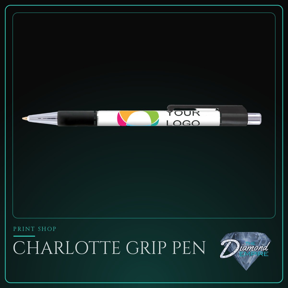 Charlotte Grip Pen with Black Ink Digital Full Color Wrap