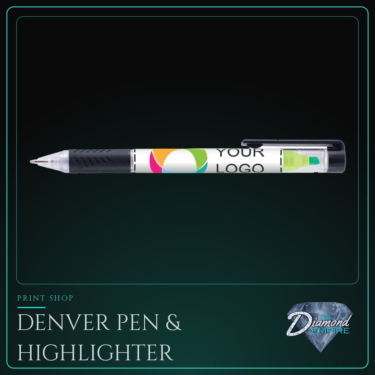 Denver Pen & Highlighter with Blue Ink Digital Full Color Wrap
