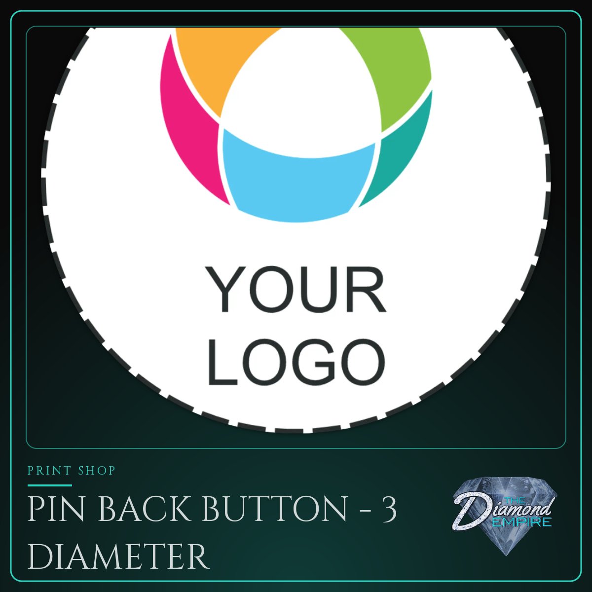 Pin Back Button - 3 Diameter