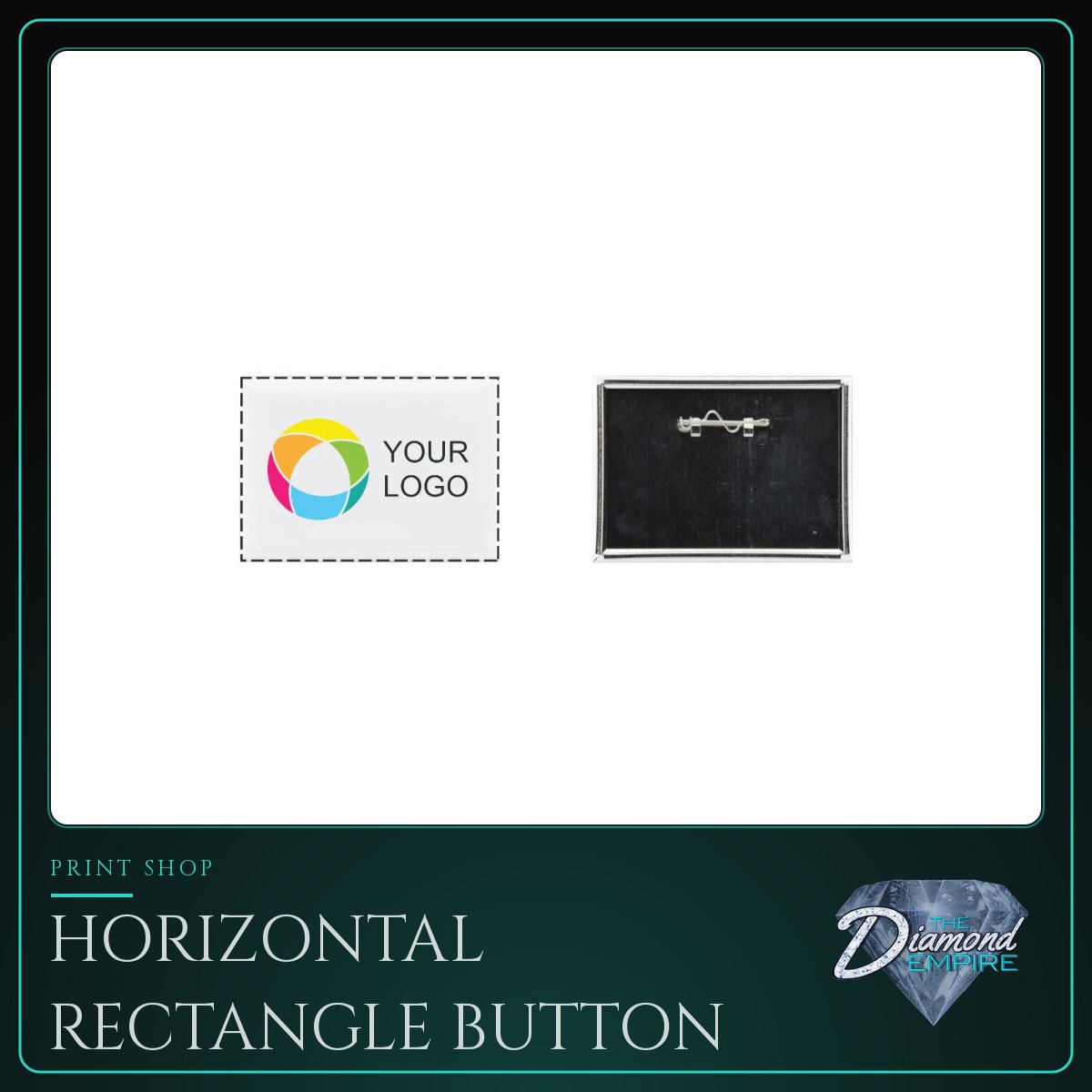 Horizontal Rectangle Button with Safety Pin Clasp