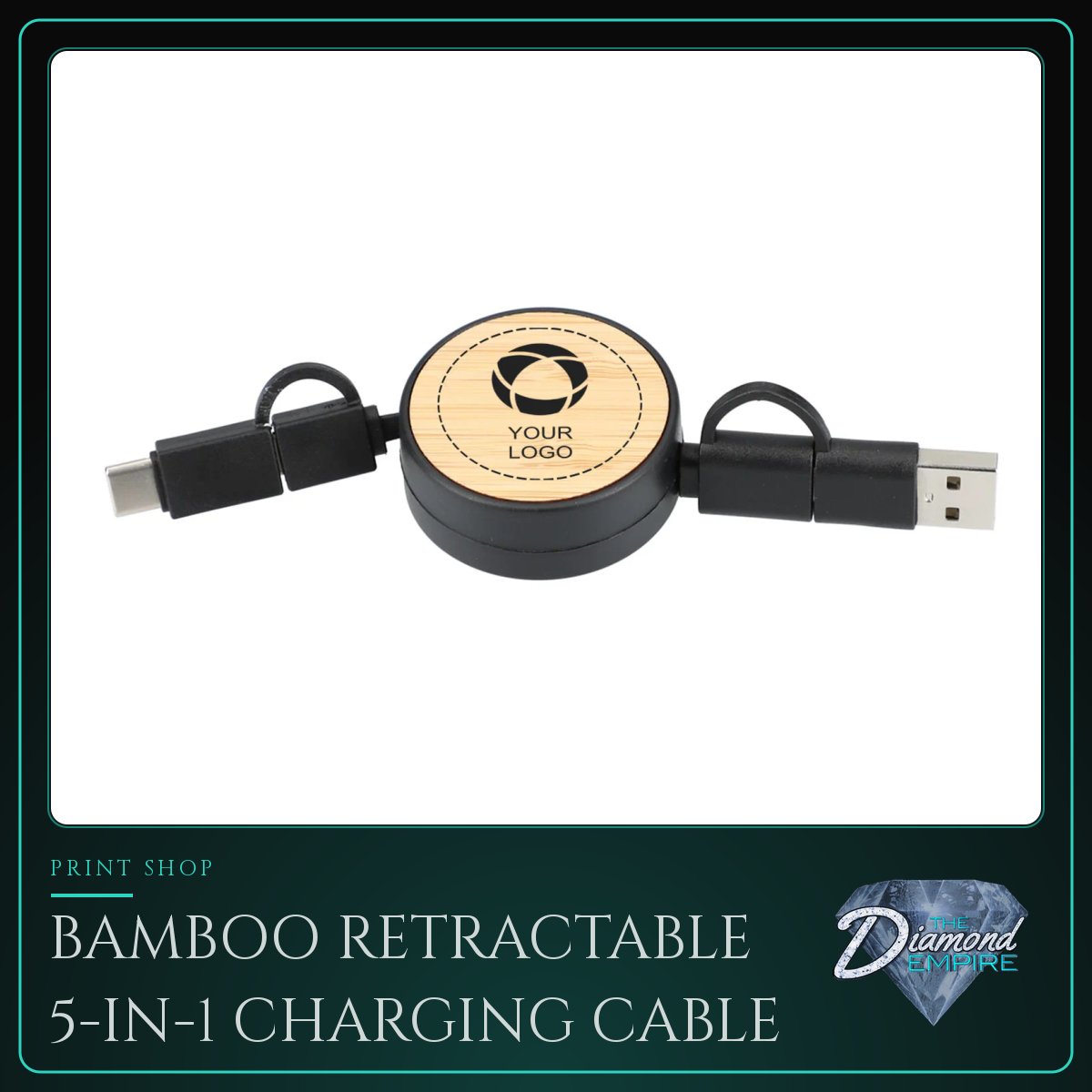 Bamboo Retractable 5-in-1 Charging Cable