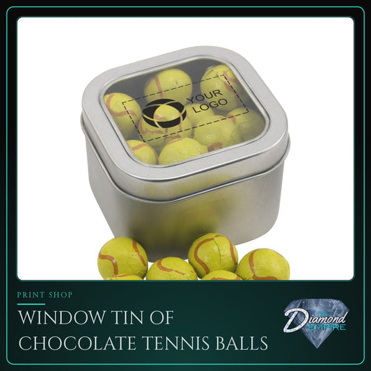 Window Tin of Chocolate Tennis Balls
