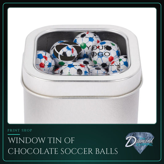 Window Tin of Chocolate Soccer Balls