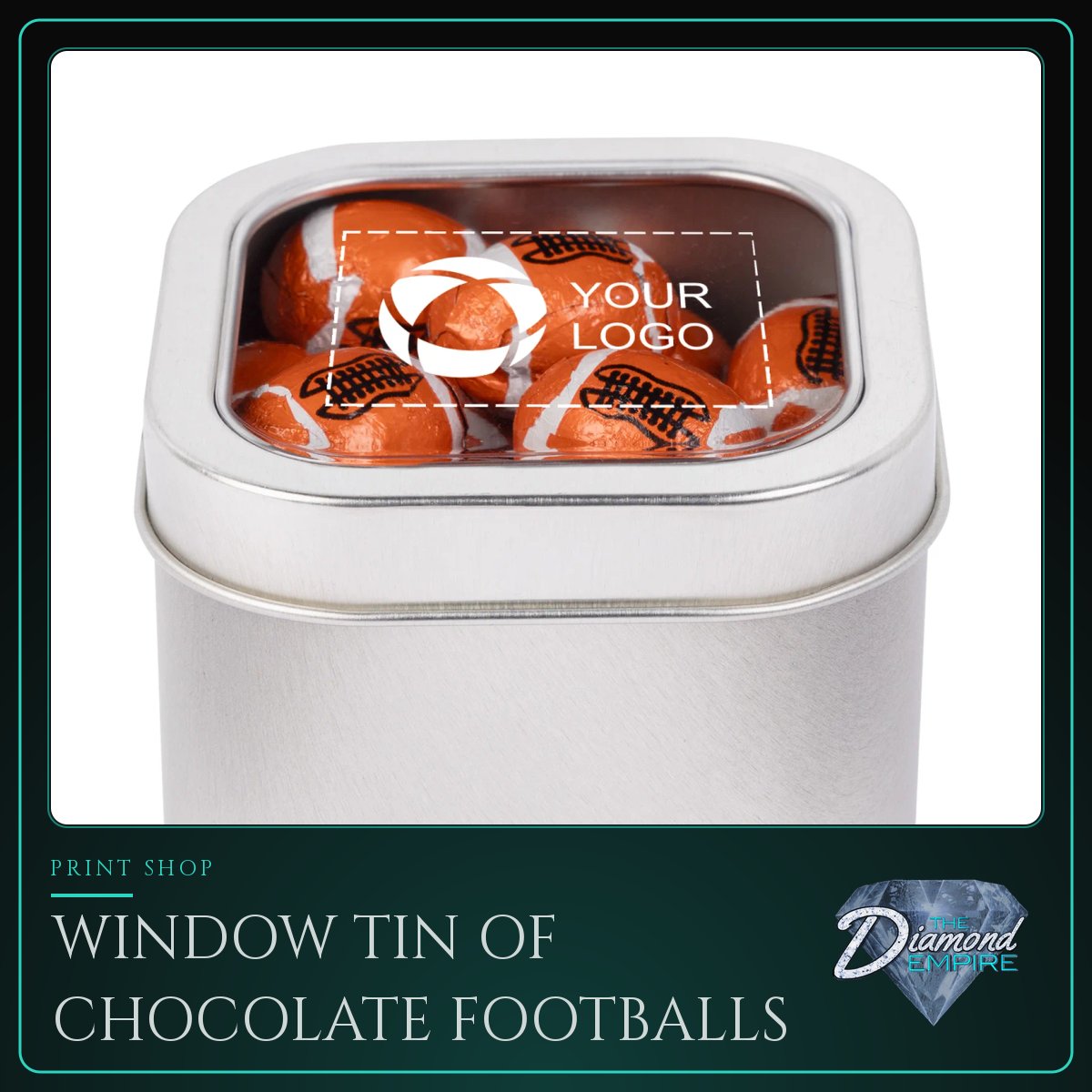 Window Tin of Chocolate Footballs