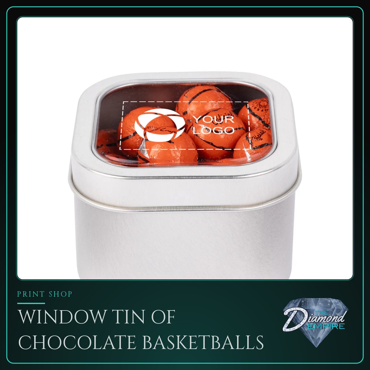 Window Tin of Chocolate Basketballs