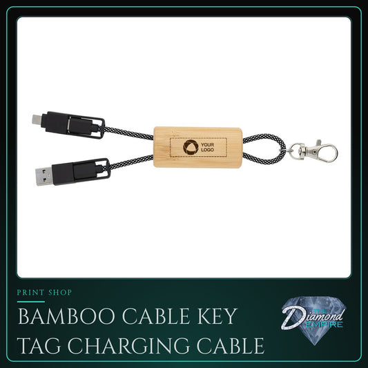 Bamboo Cable Key Tag Charging Cable