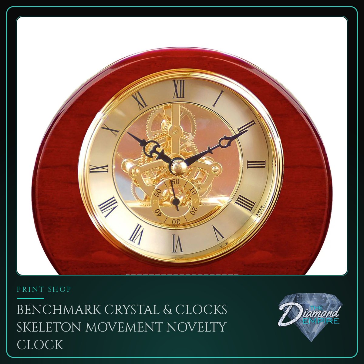 Benchmark Crystal & Clocks Skeleton Movement Novelty Clock
