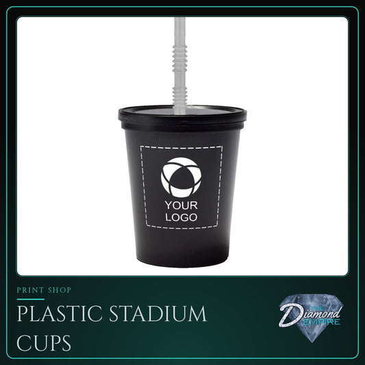 Plastic Stadium Cups with Lid & Straw – 16 oz.
