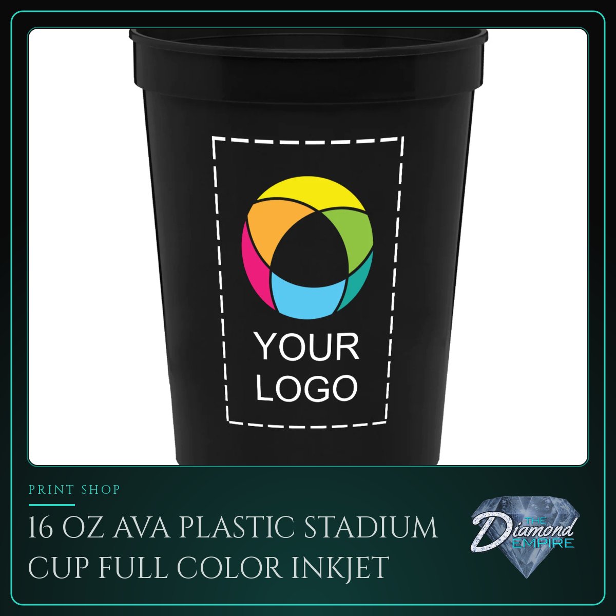 16 oz Ava Plastic Stadium Cup Full Color Inkjet