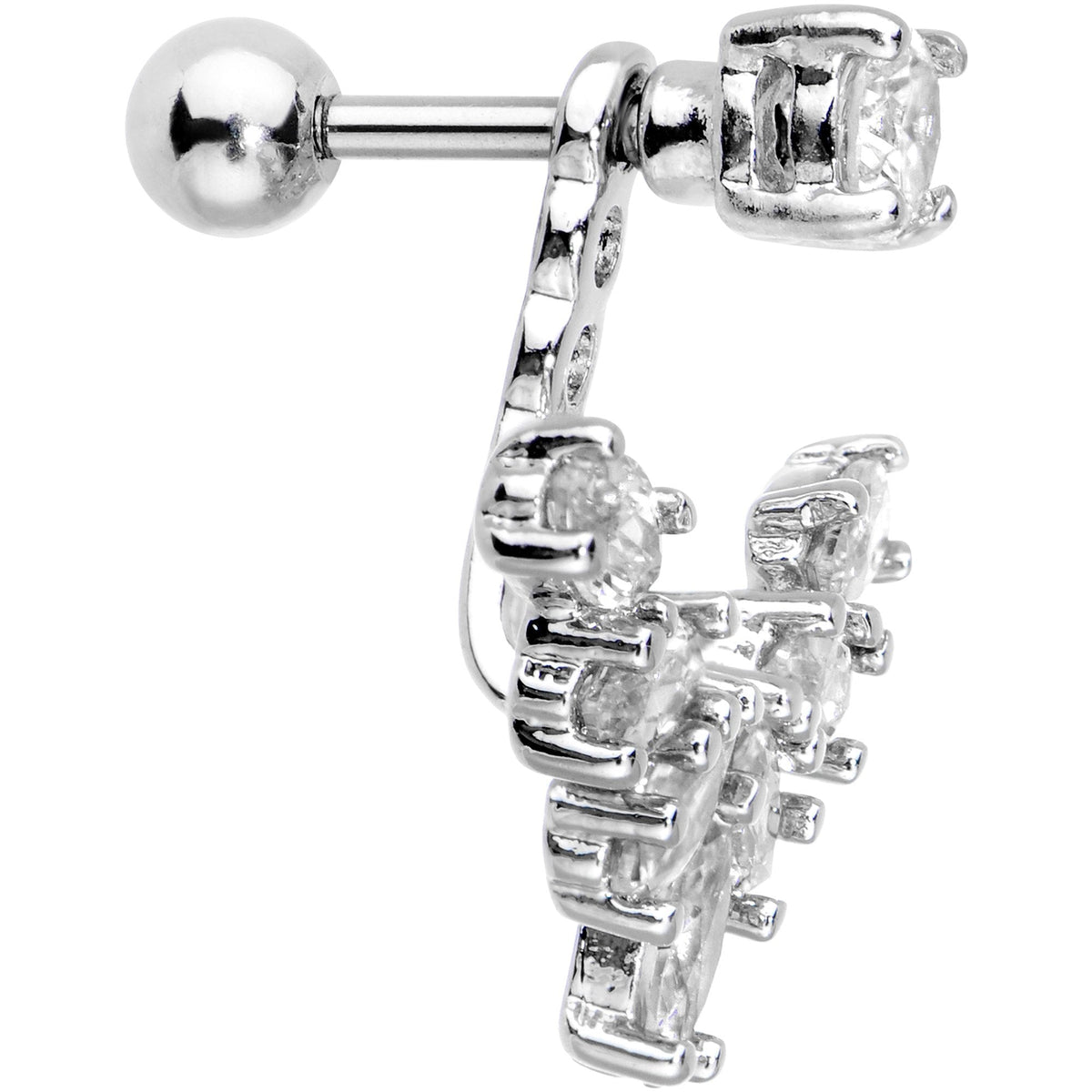 1/4 Clear Gem Darling Fan Dangle Cartilage Tragus Piercing
