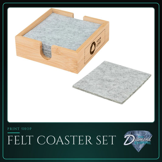 Felt Coaster Set with Bamboo Holder