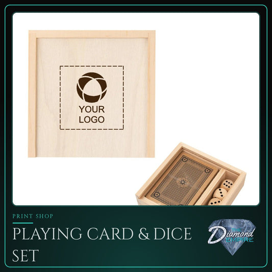 Playing Card & Dice Set with Wood Box