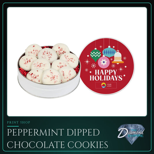 Peppermint Dipped Chocolate Cookies with Small Tin