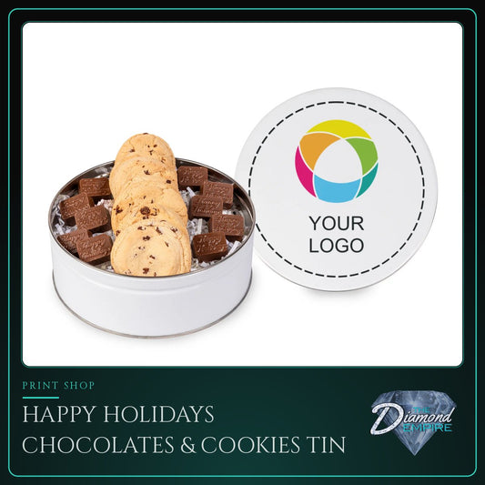 Happy Holidays Chocolates & Cookies Tin