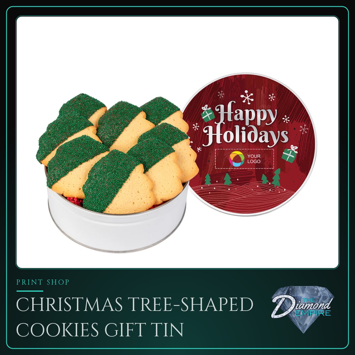 Christmas Tree-Shaped Cookies Gift Tin