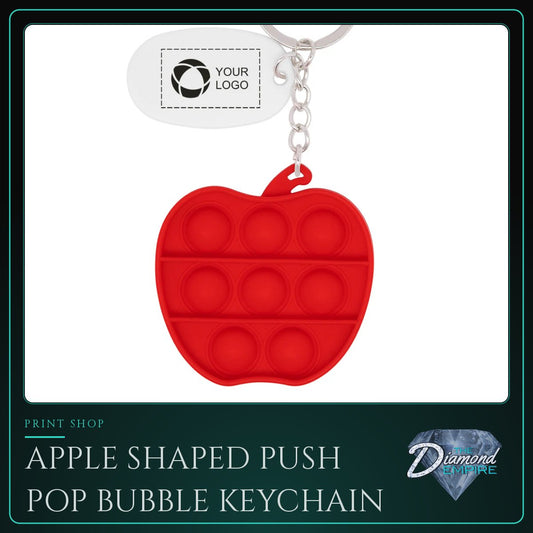 Apple Shaped Push Pop Bubble Keychain