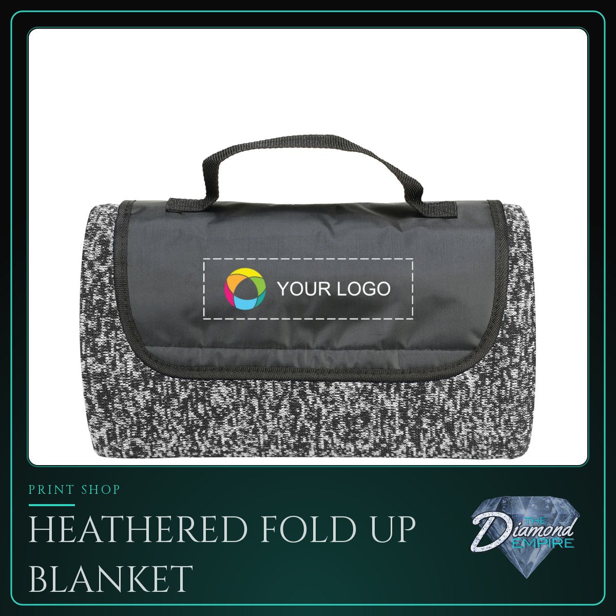 Heathered Fold Up Blanket with Handle