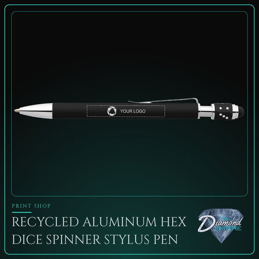 Recycled Aluminum Hex Dice Spinner Stylus Pen