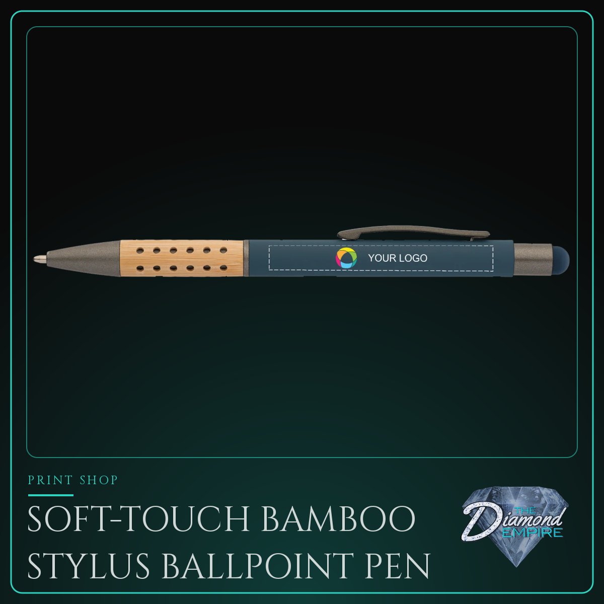Soft-Touch Bamboo Stylus Ballpoint Pen – Black Ink