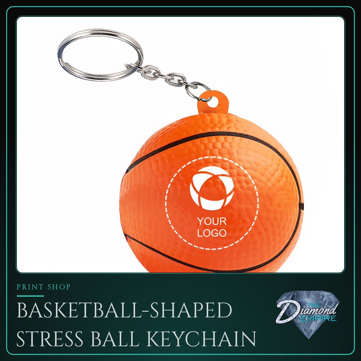 Basketball-Shaped Stress Ball Keychain