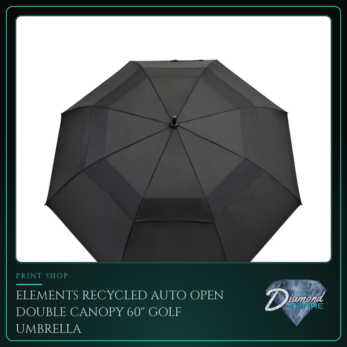 Elements Recycled Auto Open Double Canopy 60'' Golf Umbrella