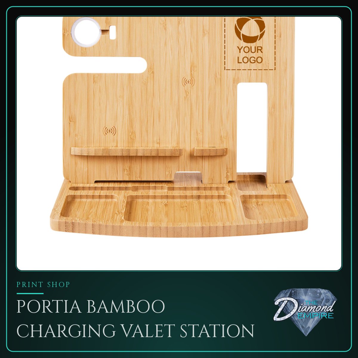 Portia Bamboo Charging Valet Station