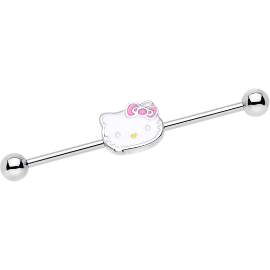14G Licensed Hello Kitty Cat Pink Bow Industrial Barbell 38mm