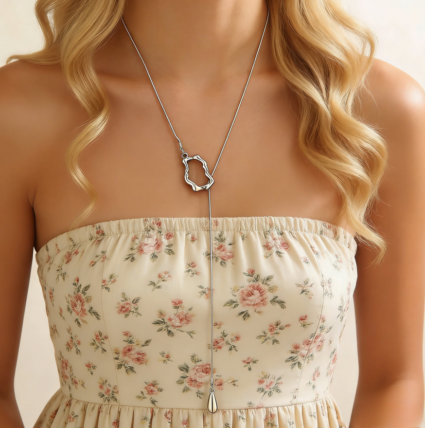 Trendy Irregular Snake Chain with Teardrop Pendant