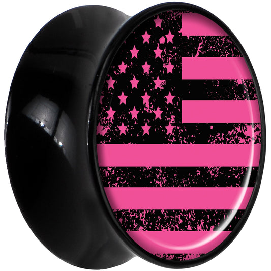 Black Acrylic Pink American Flag Saddle Plug Set 20mm