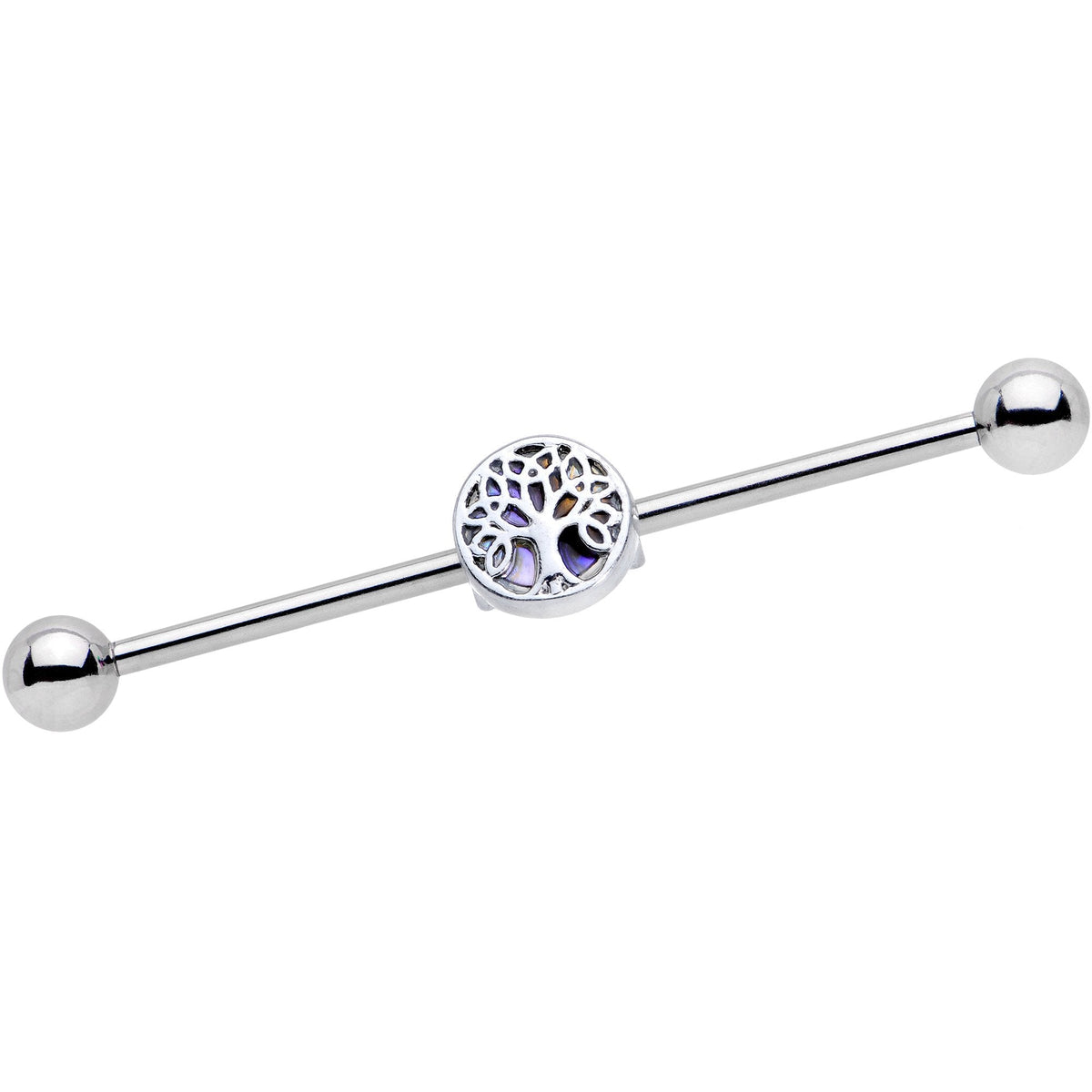 14G Iridescent Ornate Budding Tree Industrial Barbell 38mm