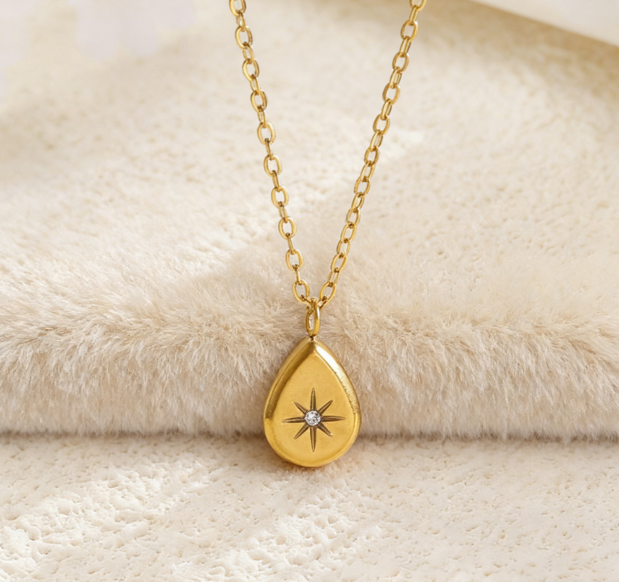 Minimalist Eight-Pointed Star Zircon Necklace