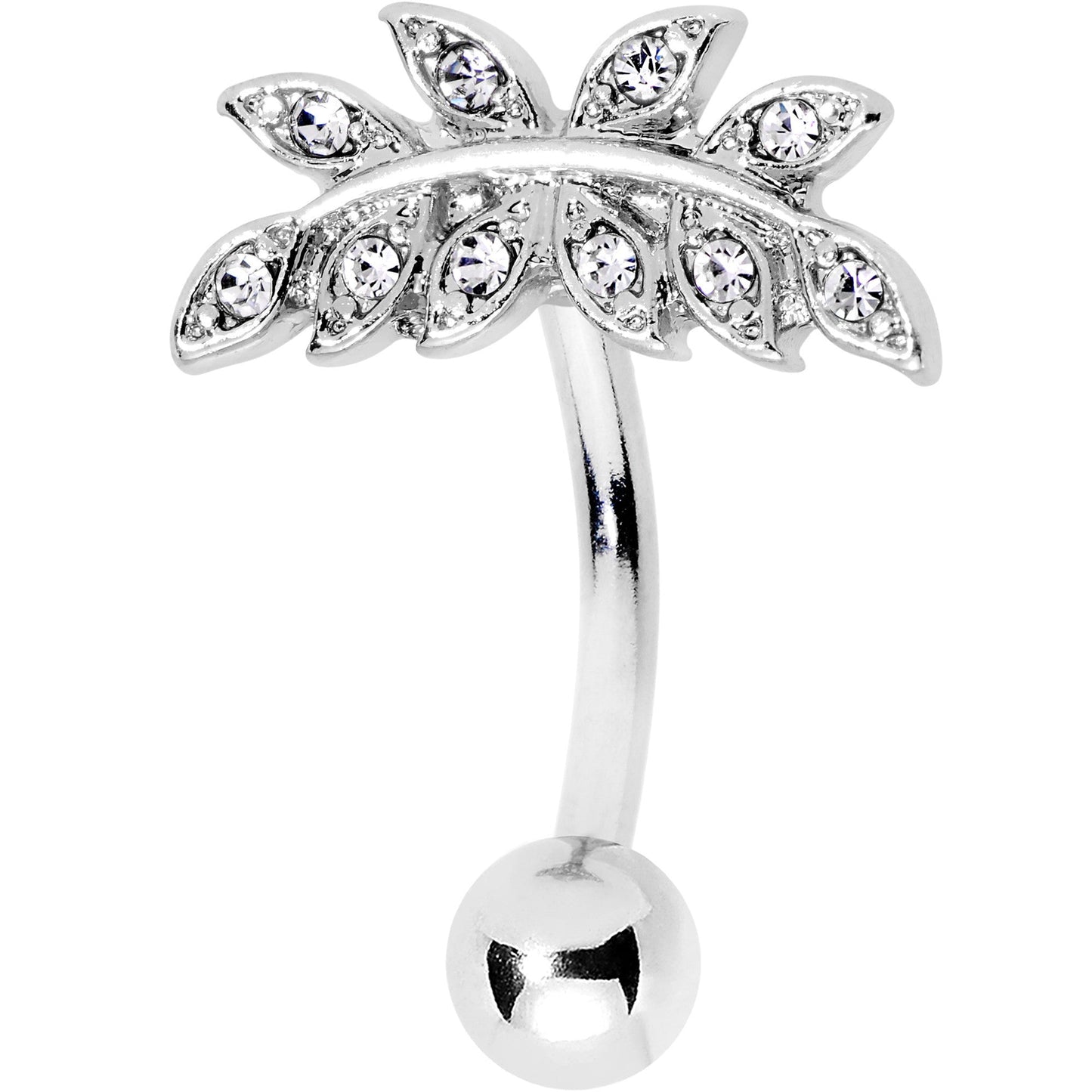 Clear Gem Sprouting Ivy Leaf Belly Ring