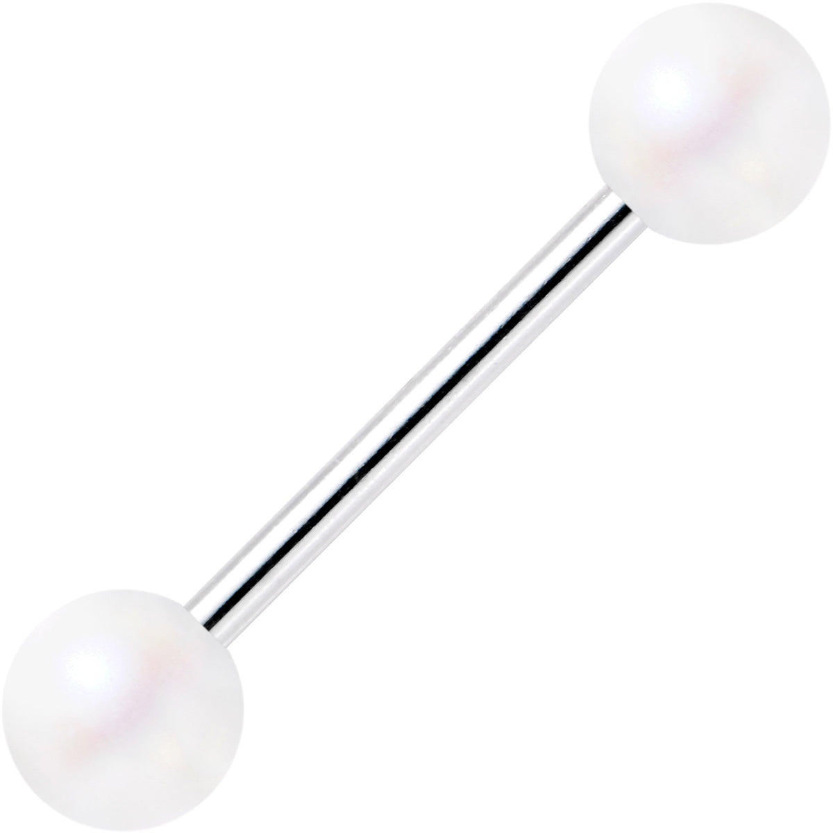Matte Iridescent White 6mm Acrylic Ball Barbell Tongue Ring