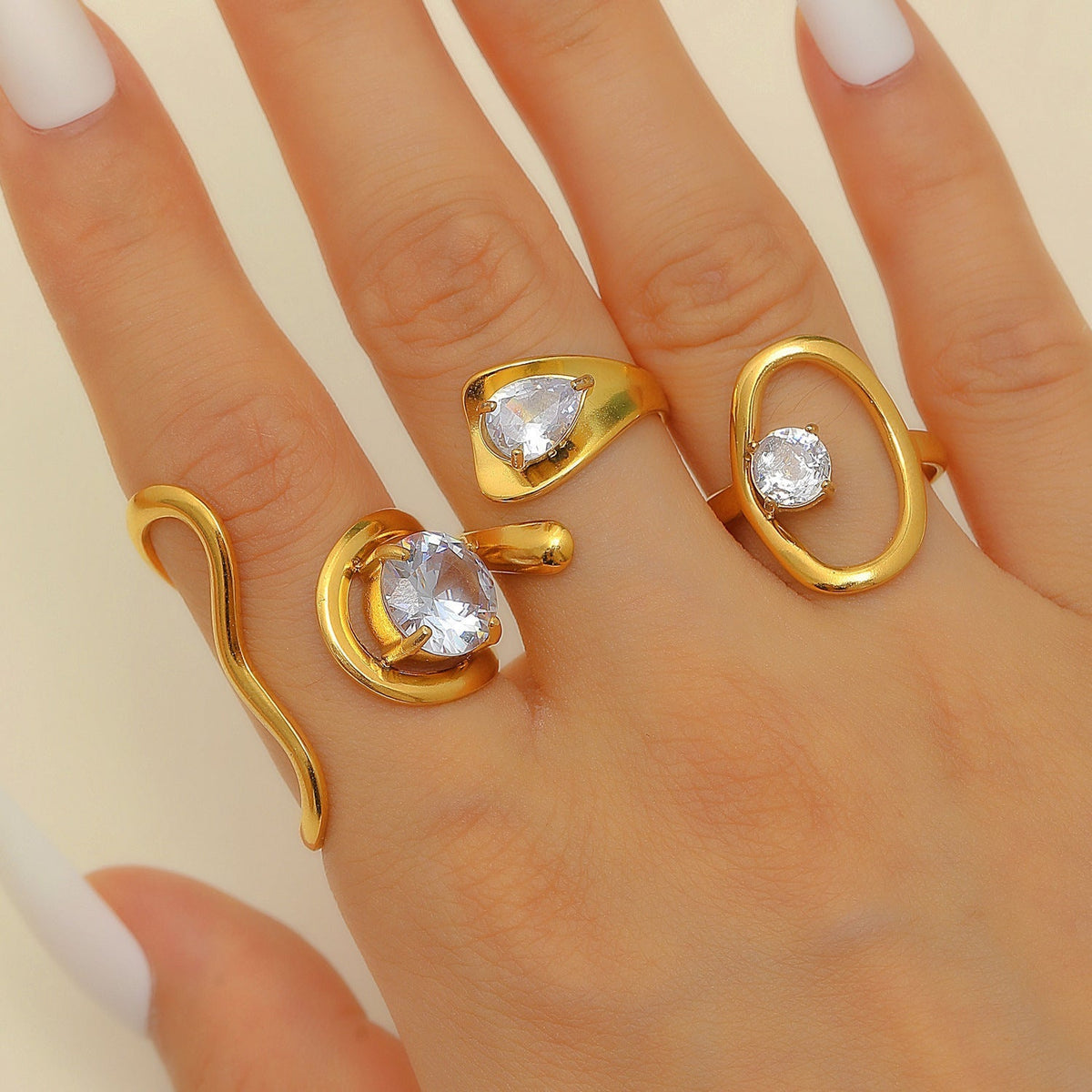 Stainless Steel Zircon Line Ring