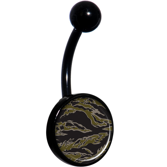 Tiger Camo Print Black Belly Ring