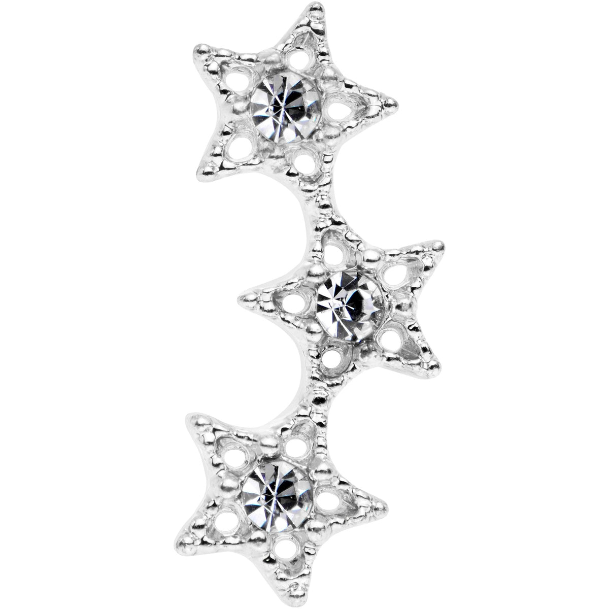 18G 1/4 Clear Gem Star Trio Cartilage Tragus Earring