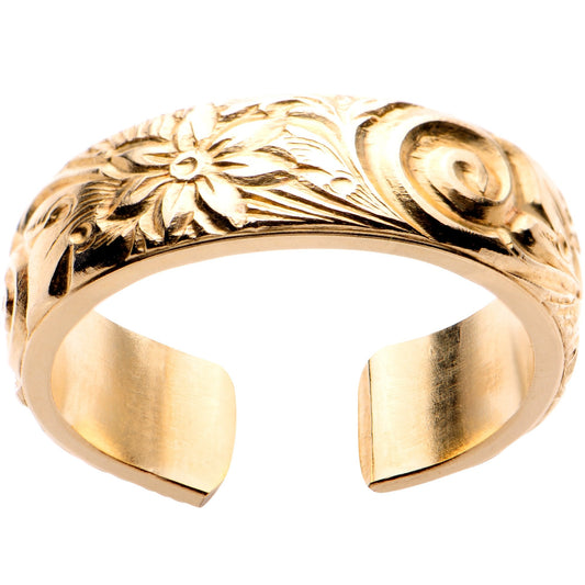 Handcrafted 14k Yellow Gold Filled Swirl Flower Toe Ring