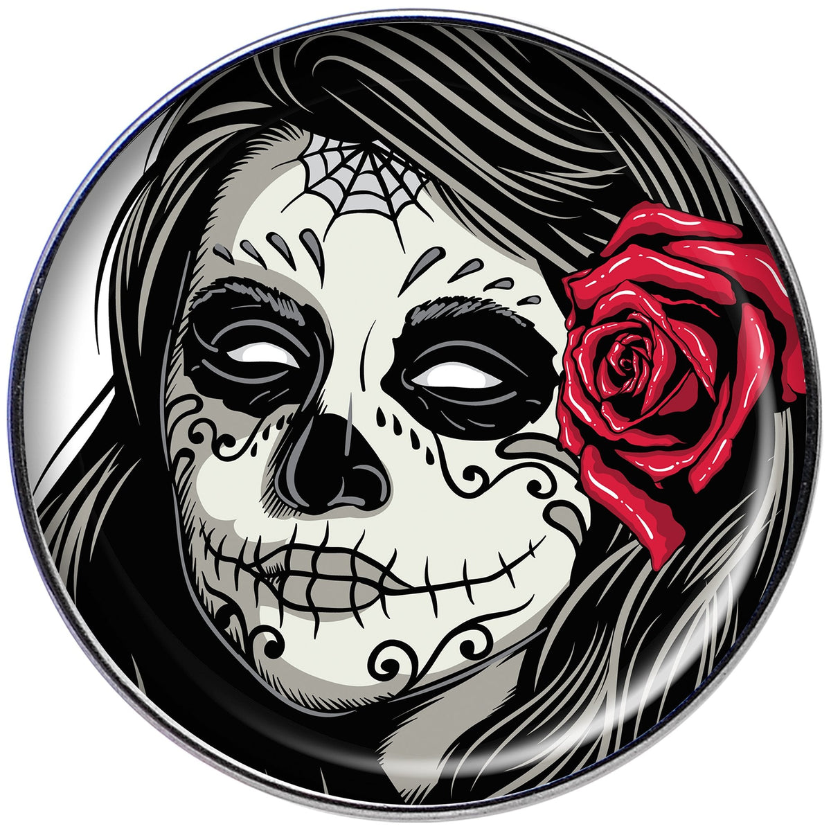 16G 1/4 Katrina Sugar Skull with Rose Flower Tragus Cartilage Earring
