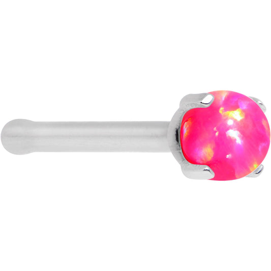 20G Pink Faux Opal Pronged Stainless Steel Nose Bone