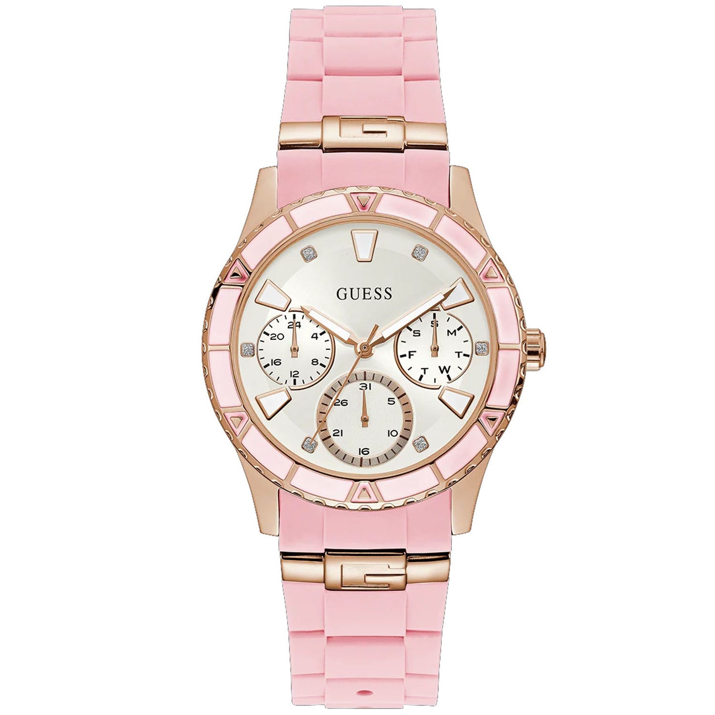 Guess Women's Pink Rose Gold Tone Multi-function