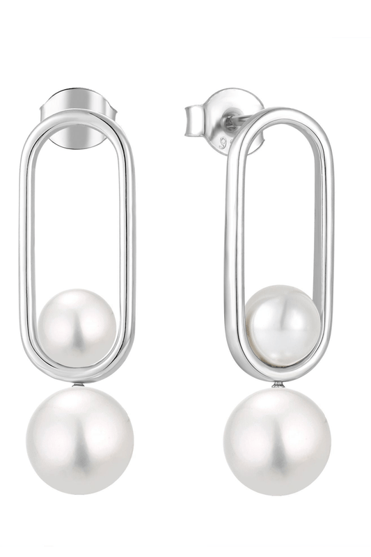 Waterproof Pearl Drop Earrings Sterling Silver