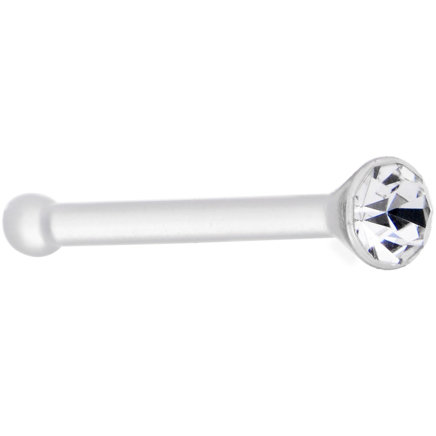 20G 1/4 Clear Gem Stud Acrylic Nose Bone