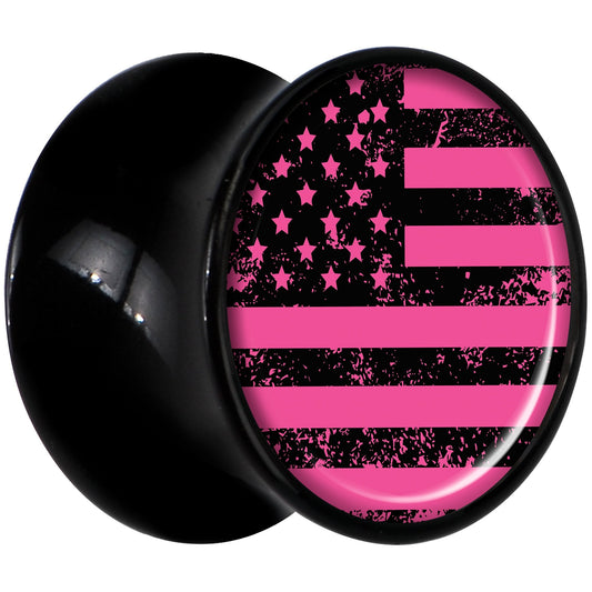 Black Acrylic Pink American Flag Saddle Plug Set 1/2