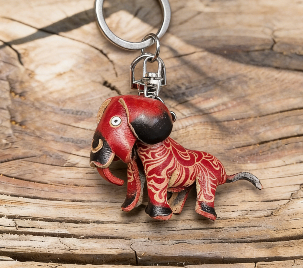 Cute Puppy Genuine Leather Keychain