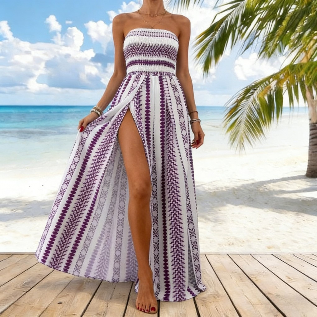 Summer Trendy Sexy Print Strapless Jumpsuit
